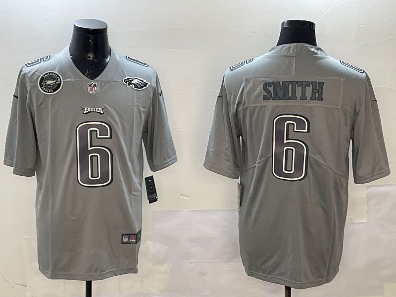 Men Philadelphia Eagles #6 Smith Grey 2025 Nike Vapor Limited NFL Jersey style 210